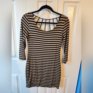 Soprano black & beige stripped bodycon
